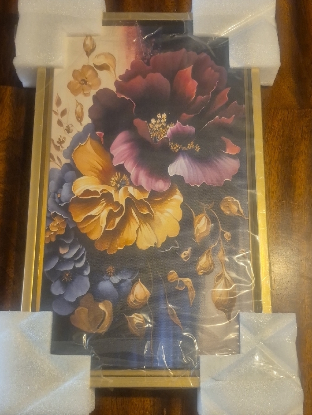 Floral Canvas Wall Art - Purple & Gold